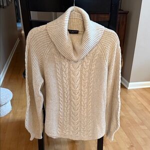 Lane Bryant Cable Knit Turtleneck Sweater - Cream